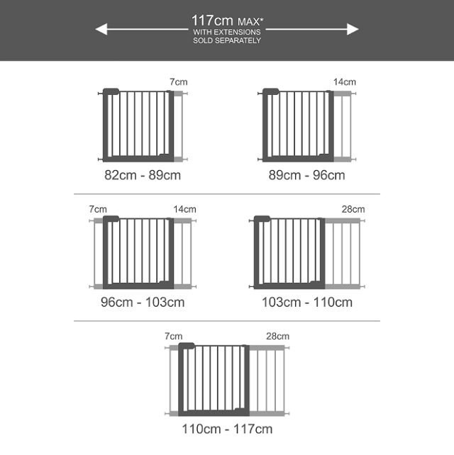 Safety Gate Extension White - 7cm, 14cm & 28cm